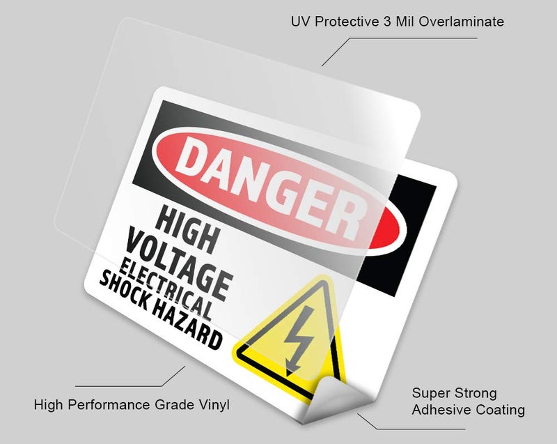 Decals, Home DÃ©cor, & More 2-Pack Danger High Voltage Warning Vinyl Decal Sticker | 7-Inch by 5-Inche | Premium Quality Vinyl Decal | Laminated with UV Protective Laminate | PD2729 - Image 2